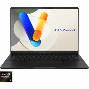 Laptop ASUS 14'' Vivobook S 14 OLED M5406KA, WUXGA, Procesor AMD Ryzen™ Al 7 350 (16M Cache, up to 5.0 GHz), 24GB LPDDR5X, 1TB SSD, AMD Radeon 860M, No OS, Neutral Black imagine