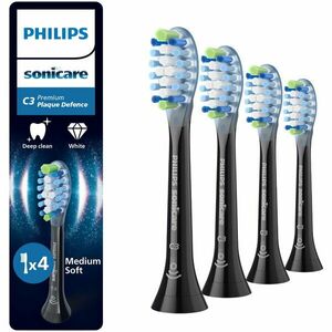 Rezerve Philips Sonicare Plaque Defence HX9044/88, pachet de 4 capete de periere, Standard, click-on, sincronizarea modurilor BrushSync, Negru imagine