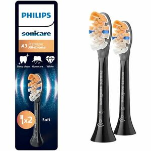 Rezerve Philips Sonicare A3 Premium All in One HX9092/88, pachet de 2 capete de periere standard, sincronizarea modurilor BrushSync, Negru imagine