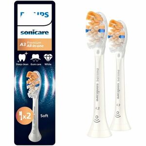 Rezerve Philips Sonicare A3 Premium All in One HX9092/87, pachet de 2 capete de periere standard, sincronizarea modurilor BrushSync, Alb imagine