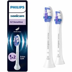Rezerve Philips Sonicare Sensitive HX6052/87, pachet de 2 capete de periere, Standard, click-on, sincronizarea modurilor BrushSync, Alb imagine