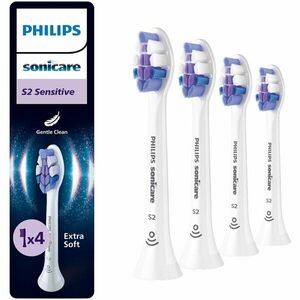 Rezerve Philips Sonicare Sensitive HX6054/87, pachet de 4 capete de periere, Standard, click-on, sincronizarea modurilor BrushSync, Alb imagine