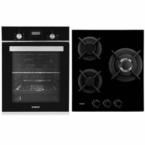 Pachet Incorporabil Samus Cuptor Incorporabil SCE459GTBV, 47 L, 6 Functii + Plita Incorporabila PSG-43SG1, 3 Arzatoare, Sticla neagra imagine