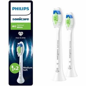 Rezerve Philips Sonicare Optimal White HX6062/87, pachet de 2 capete de periere, Standard, click-on, sincronizarea modurilor BrushSync, Alb imagine