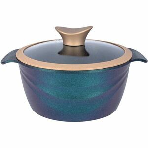 Oala Neoklein CSG20-OceanBlue, cu capac din sticla, 20 cm, 2.6 L, aluminiu turnat, invelis anti-aderent, OceanBlue imagine