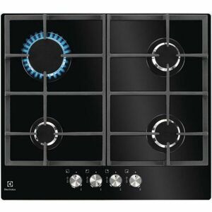 Plita incorporabila Electrolux KGG6426K, gaz, 4 zone de gatit, aprindere electrica, gratare fonta, 60 cm, sticla neagra imagine