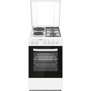 Aragaz mixt Heinner HFSC-S56E2HSWH, 2 arzatoare gaz + 2 plite electrice, aprindere electrica arzatoare, cuptor electric, clasa A, grill, 50x60 cm, alb imagine