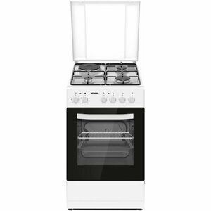 Aragaz mixt Heinner HFSC-S56E1HSWH, 3 arzatoare gaz + 1 plita electrica, aprindere electrica arzatoare, cuptor electric, clasa A, grill, 50x60 cm, alb imagine