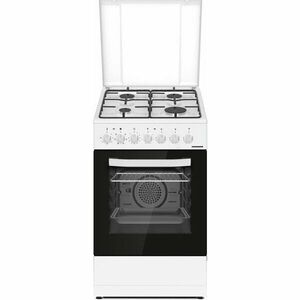 Aragaz mixt Heinner HFSC-S60LITGC-WH, 4 arzatoare, aprindere electrica plita, cuptor electric, clasa A, timer, grill, ventilatie, sertar inferior vase, 50x60cm, alb imagine