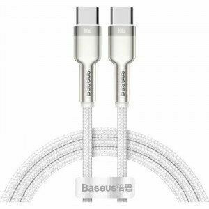 Cablu alimentare si date Baseus Cafule Metal, Fast Charging Data Cable pt. smartphone, USB Type-C la USB Type-C 100W, braided, 1m, alb imagine
