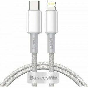 Cablu alimentare si date Baseus High Density Braided, Fast Charging Data Cable pt. smartphone, USB Type-C la Lightning PD 20W, braided, 2m, alb imagine