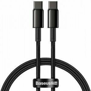 Cablu alimentare si date Baseus Tungsten Gold, Fast Charging Data Cable pt. smartphone, USB Type-C la USB Type-C 100W, braided, 1m, negru imagine
