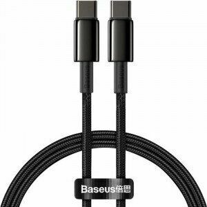 Cablu alimentare si date Baseus Tungsten Gold, Fast Charging Data Cable pt. smartphone, USB Type-C la USB Type-C 100W, braided, 2m, negru imagine