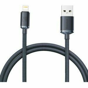 Cablu alimentare si date Baseus Crystal Shine, Fast Charging Data Cable pt. smartphone, USB la Lightning Iphone 2.4A, 1.2m, negru imagine