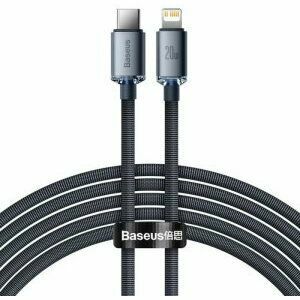 Cablu alimentare si date Baseus Crystal Shine, Fast Charging Data Cable pt. smartphone, Type-C la Lightning Iphone 20W, 2m, braided, negru imagine