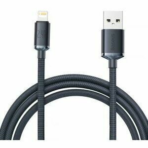 Cablu alimentare si date Baseus Crystal Shine, Fast Charging Data Cable pt. smartphone, USB la Lightning Iphone 2.4A, 2m, negru imagine