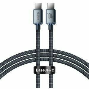 Cablu alimentare si date Baseus Crystal Shine, Fast Charging Data Cable pt. smartphone, USB Type-C la USB Type-C 100W, 1.2m, braided, negru imagine