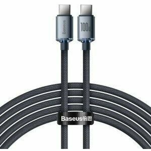 Cablu alimentare si date Baseus Crystal Shine, Fast Charging Data Cable pt. smartphone, USB Type-C la USB Type-C 100W, 2m, braided, negru imagine