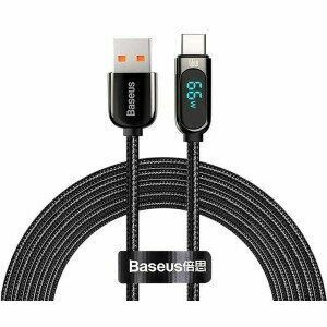 Cablu alimentare si date Baseus Display, Fast Charging Data Cable pt. smartphone, USB la USB Type-C 66W, braided, 1m, negru imagine