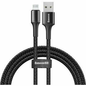 Cablu alimentare si date Baseus Halo, Fast Charging Data Cable pt. smartphone, USB la Lightning iPhone 2.4A, brodat, LED, 1m, negru imagine