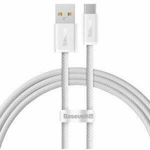 Cablu alimentare si date Baseus Dynamic, Fast Charging Data Cable pt. smartphone, USB la USB Type-C 100W, brodat, 1m, alb imagine