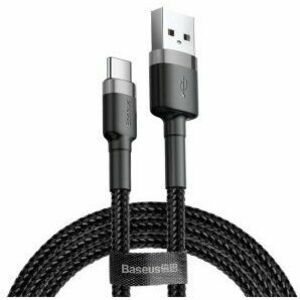 Cablu alimentare si date Baseus Cafule, Fast Charging Data Cable pt. smartphone, USB la USB Type-C 2A, 2m, gri + negru imagine