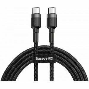 Cablu alimentare si date Baseus Cafule, Fast Charging Data Cable pt. smartphone, USB Type-C la USB Type-C 3A / 60W, 1m, gri + negru imagine