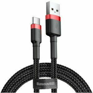 Cablu alimentare si date Baseus Cafule, Fast Charging Data Cable pt. smartphone, USB Type-C la USB Type-C 3A / 60W, 1m, rosu + negru imagine