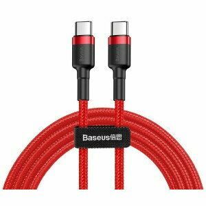 Cablu alimentare si date Baseus Cafule, Fast Charging Data Cable pt. smartphone, USB Type-C la USB Type-C 3A / 60W, braided, 2m, rosu imagine