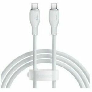 Cablu alimentare si date Baseus Pudding, Fast Charging Data Cable pt. smartphone, USB Type-C la USB Type-C 100W, 2m, alb imagine