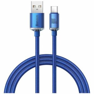 Cablu alimentare si date Baseus Crystal Shine, Fast Charging Data Cable pt. smartphone, USB la USB Type-C 100W, 1.2m, braided, albastru imagine