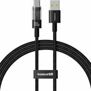 Cablu alimentare si date Baseus Gem, Fast Charging Data Cable pt. smartphone, USB la USB Type-C 100W, 2m, negru imagine