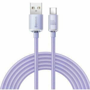 Cablu alimentare si date Baseus Crystal Shine, Fast Charging Data Cable pt. smartphone, USB la USB Type-C 100W, 1.2m, violet imagine