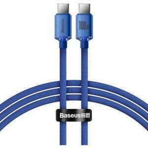 Cablu alimentare si date Baseus Crystal Shine, Fast Charging Data Cable pt. smartphone, USB Type-C la USB Type-C 100W, 1.2m, albastru imagine