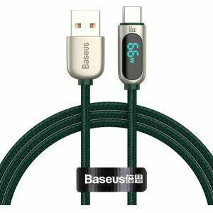 Cablu alimentare si date Baseus Display, Fast Charging Data Cable pt. smartphone, USB la USB Type-C 66W, 1m, verde imagine