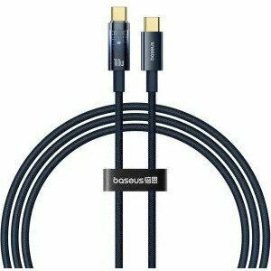 Cablu alimentare si date Baseus Explorer, Fast Charging Data Cable pt. smartphone, USB Type-C la USB Type-C 100W, oprire automata incarcare, braided, 1m, albastru imagine