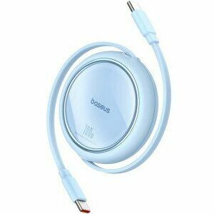 Cablu alimentare si date Baseus Free2Draw Mini, Fast Charging Data Cable pt. smartphone, retractabil, USB Type-C la USB Type-C 100W, 1m, albastru imagine