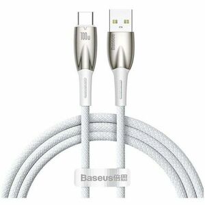 Cablu alimentare si date Baseus Glimmer, Fast Charging Data Cable pt. smartphone, USB la USB Type-C 100W, 1m, alb imagine