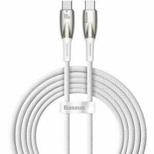 Cablu alimentare si date Baseus Glimmer, Fast Charging Data Cable pt. smartphone, USB Type-C la USB Type-C 100W, 1m, alb imagine