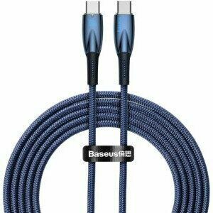 Cablu alimentare si date Baseus Glimmer, Fast Charging Data Cable pt. smartphone, USB Type-C la USB Type-C 100W, 1m, albastru imagine