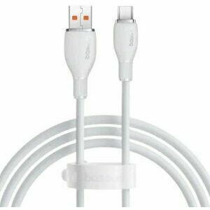 Cablu alimentare si date Baseus Pudding, Fast Charging Data Cable pt. smartphone, USB la USB Type-C 100W, 2m, alb imagine