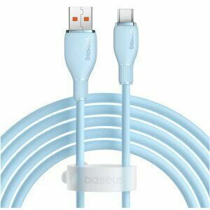 Cablu alimentare si date Baseus Pudding, Fast Charging Data Cable pt. smartphone, USB la USB Type-C 100W, 2m, albastru imagine