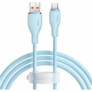 Cablu alimentare si date Baseus Pudding, Fast Charging Data Cable pt. smartphone, USB la USB Type-C 100W, 2m, albastru imagine