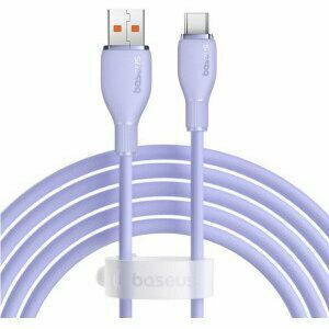 Cablu alimentare si date Baseus Pudding, Fast Charging Data Cable pt. smartphone, USB la USB Type-C 100W, 2m, violet imagine