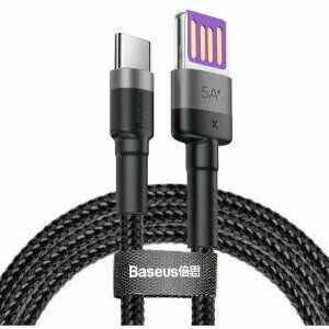 Cablu alimentare si date Baseus Cafule HW, Fast Charging Data Cable pt. smartphone, double side USB la USB Type-C 40W, braided, 1m, gri imagine