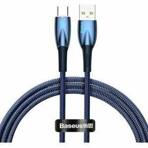 Cablu alimentare si date Baseus Glimmer, Fast Charging Data Cable pt. smartphone, USB la USB Type-C 100W, 2m, albastru imagine