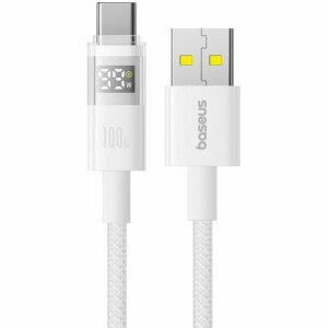 Cablu alimentare si date Baseus Display, Fast Charging Data Cable pt. smartphone, USB la USB Type-C 100W, braided, 1m, alb imagine