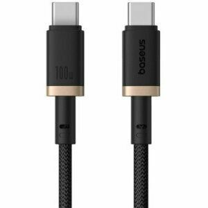 Cablu alimentare si date Baseus Dura, Fast Charging Data Cable pt. smartphone, USB Type-C la USB Type-C 100W, braided, 1m, galben + negru imagine