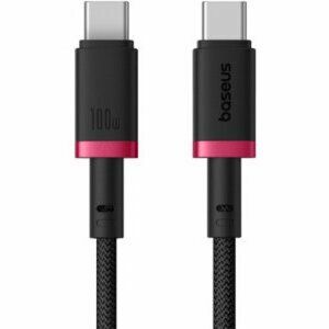 Cablu alimentare si date Baseus Dura, Fast Charging Data Cable pt. smartphone, USB Type-C la USB Type-C 100W, braided, 1m, rosu + negru imagine