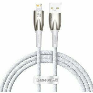 Cablu alimentare si date Baseus Glimmer, Fast Charging Data Cable pt. smartphone, USB la Iphone Lightning, 1m, alb imagine